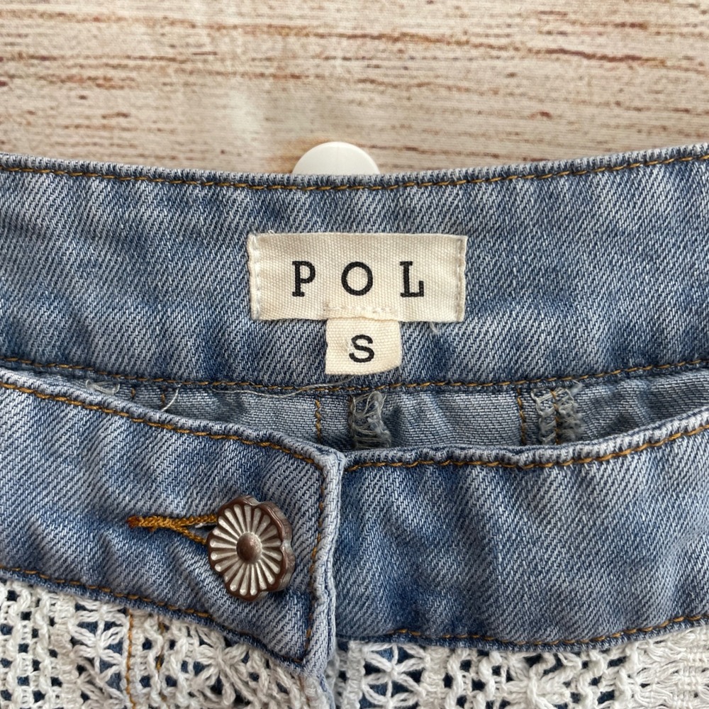POL DENIM AND CROCHET LACE SUSPENDER MINI DRESS - Picture 8 of 8